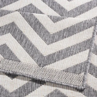 The Range Reversible Palma Chevron Indoor & Outdoor Rug Black - Grey / 340.0cm