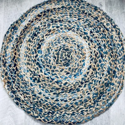 The Range Round Blue Denim & Jute Braided Rug - 90cm