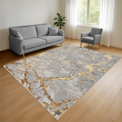 The Range Soft Luxury Carved Venice Modern Shimmer Rug  - Ochre / 160cm x 230cm