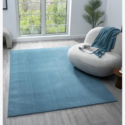 The Range Comfy Washable Low Pile Living Room Plain Area Rug - BLUE / 160cm / 120cm