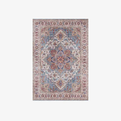 The Range Hanse Home Oriental Anthea Design Polyester Medallion Rug Blue - Blue / 80.0cm / 200.0cm
