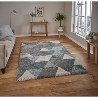 The Range Royal Nomadic 7611 GreyTeal Rug - Grey/Teal / 170cm