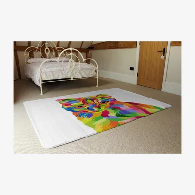 The Range Animal Cat Illustration Pop Art Designer Rug - Green / 230cm
