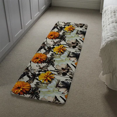 The Range Orange Flower Print Runner Rug - Brown
