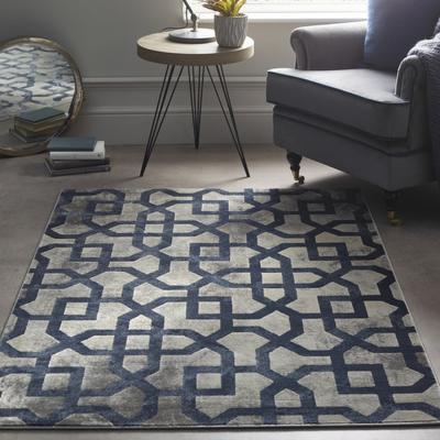 The Range Sophisticated Blue and Grey Geometric Rug - Avanti - Grey / 160cm