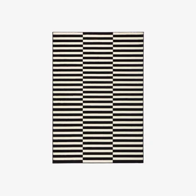 The Range Hanse Home Design Velours Modern Polypropylene Striped Runner Rug Black & Cream - Black & Cream / 300.0cm