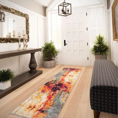 The Range Bold Multicolour Distressed Abstract Living Area Rug - Multicolour / 240cm
