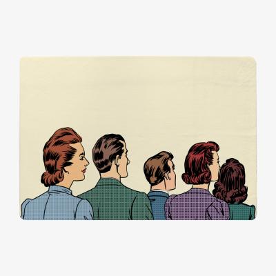 The Range A Crowd Of Spectators Stand Back Retro Style Pop Art Designer Rug - Yellow / 200cm