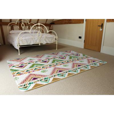 The Range Colorful Striped Gold Style Triangles Rug - Green / 230cm