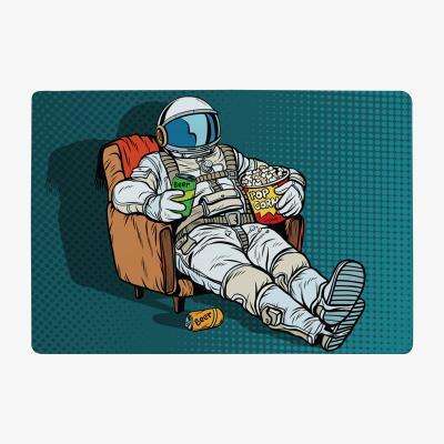 The Range Loneliness In Space. Pop Art Retro Designer Rug - Blue / 150cm