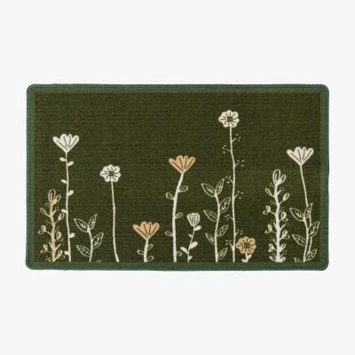 The Range Green Floral Non Slip Washable Kitchen Utility Mat - Green / 150cm
