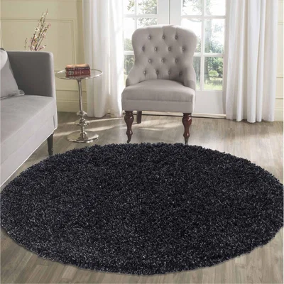The Range Desire Rugs Plain Living Room Fluffy Shaggy Area Rugs - Anthracite / 120x120