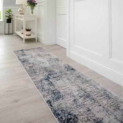 The Range Silver Navy Blue Distressed Abstract Modern Textured Area Rug - Navy / 240cm