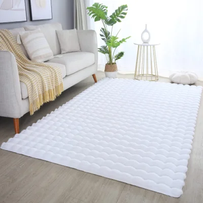 The Range Orbie Washable Low Pile Super Soft Living Room Area Rug Machine Carved Ridge-Furrow Design - Snow White / 200cm / 280cm