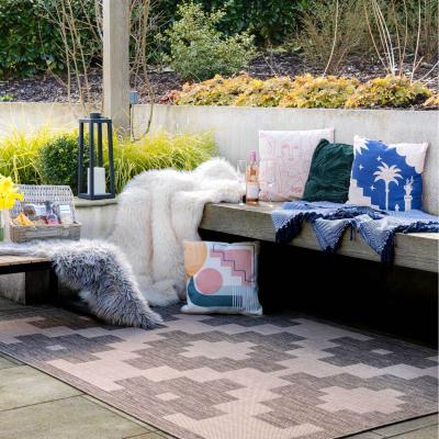 The Range Natural Beige Geometric Flatweave Indoor Outdoor Rug - Beige / 290 x 200cm