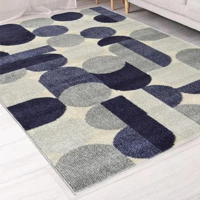 The Range Villa Collection Abstract Design Rug in Blue - Blue / 120cm