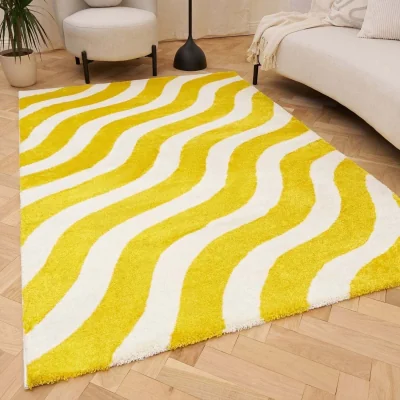 The Range The Rugs Joli Wave Design Maximalist Rug - Yellow-White / 230cm