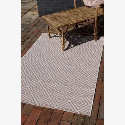 Rockett St George Pink Diamond Indoor/Outdoor Garden Rug - 3 Sizes Available