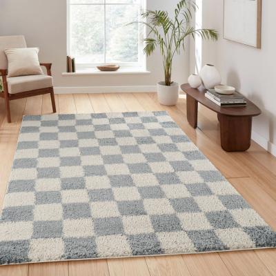The Range Chester Modern Living Room Shaggy Area Rug - Duck Egg Blue / 170cm