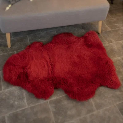 The Range British Moorland Genuine Sheepskin Rug in Red - Red