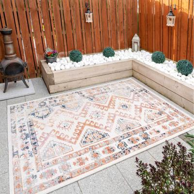 The Range Cream Terracotta Geometric Textured Flatweave Indoor Outdoor Rug - Multicolour / 330 x 230cm
