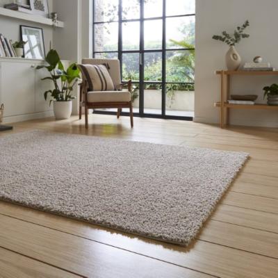 The Range Modern Washable Beige Plain Shaggy Rug - Beige / 3kg / 80x150cm