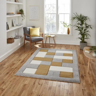 The Range Brooklyn BRK04 GreyYellow Rug - Grey/Yellow / 170cm