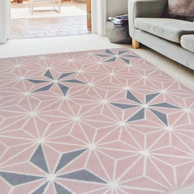 The Range Pink and Grey Retro Modern Living Room Rug - Islay - Grey