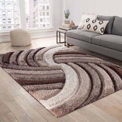 The Range Modern Soft Swirl Shimmer Shaggy Area Rugs - Bronze / 120x170 cm Rectangle