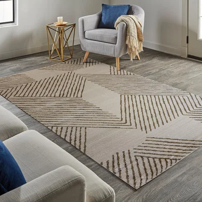 The Range Ivory and Gold Shabby Chic Abstract Rug - Ivory and Gold / 120x170cm