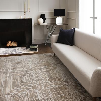 The Range Iona Beige Textured Squares Pattern Rug - Beige / 170cm