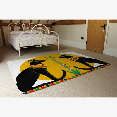The Range Illustration Of Black Egyptian Cats With Papyrus Rug - Orange / 230cm