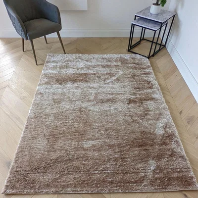 The Range Natural Low Pile Polyester Shaggy Rug - Lush - Orange / 170cm