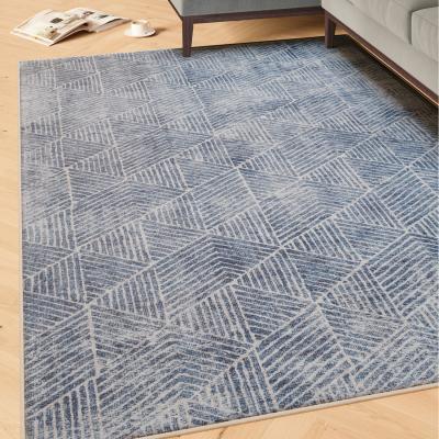 The Range Denim Blue Geometric Washable Area Rug - Denim Blue / 230cm