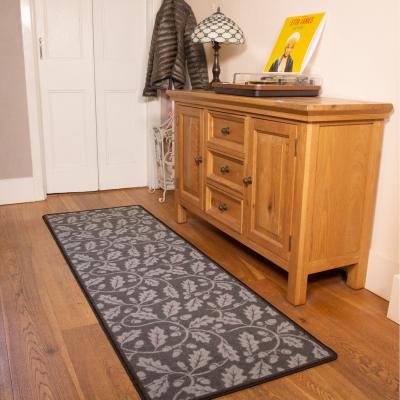 The Range Grey Natural Leaf Acorn Non Slip Washable Kitchen Utility Mat - Grey / 300 x 66cm