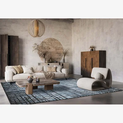 The Range Belgravia Living Room Area Rug Metallic Sheen Contemporary Modern Nexus Design - Navy / 290cm