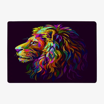The Range Lion'S Head On A Purple Background In Popart Style Designer Rug - Purple / 150cm