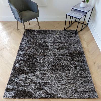 The Range Charcoal Low Pile Polyester Shaggy Rug - Lush - Grey / 110cm
