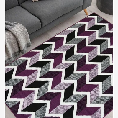 The Range Purple Geometric Chevron Living Room Rug - Islay - Purple / 230cm