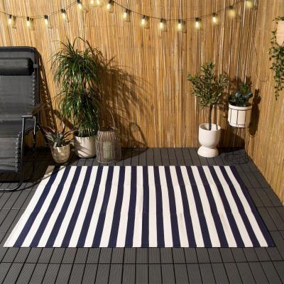 The Range Stripe Leaf Outdoor Rug Garden - Blue