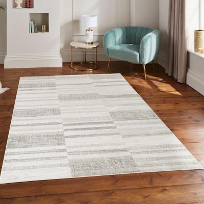 The Range Mabel Modern Contemporary Living Room Area Rug - Patch Geometric Design - Stone / 290cm