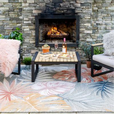 The Range Stone Multicolour Palm Leaf Tropical Textured Flatweave Indoor Outdoor Rug - Multicolour / 170 x 115cm