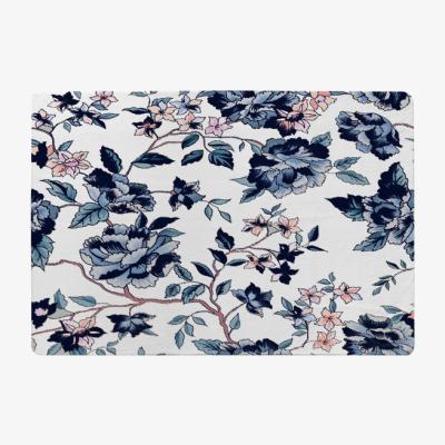 The Range Blue Flower Illustrations Rug - Blue / 110cm
