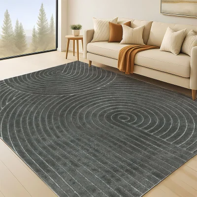 The Range 160x230cm Plush Velvet Area Rug Washable Floor Mat - Grey