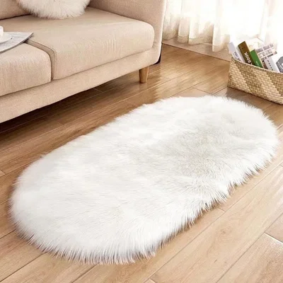 The Range HomeScape Rug Oval Super Soft Shaggy Area Carpet - White