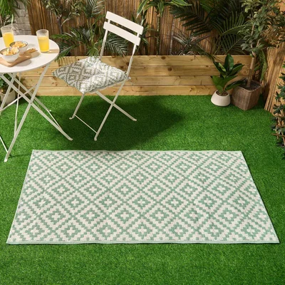 The Range Geometric Waterproof Outdoor Rug - Sage / 230cm