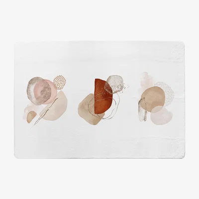 The Range Ivory, Beige Watercolor Illustration And Gold Elements Designer Rug - White / 200cm