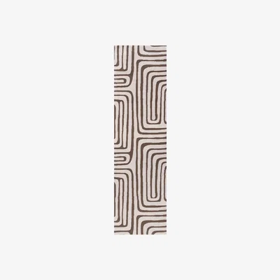 The Range The Rugs Loft Abstract Wave Line Textured Runner Green 80x300 cm - Brown
