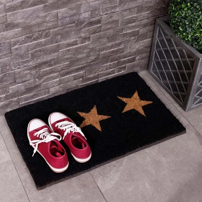 The Range Triple Star Coir Door Mat  - Black