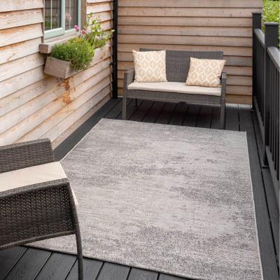 The Range Greige Distressed Abstract Textured Flatweave Indoor Outdoor Weatherproof Rug - Greige / 170 x 120cm